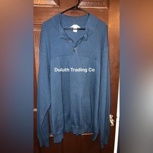 Duluth Trading Company Blue Three Button Sweater